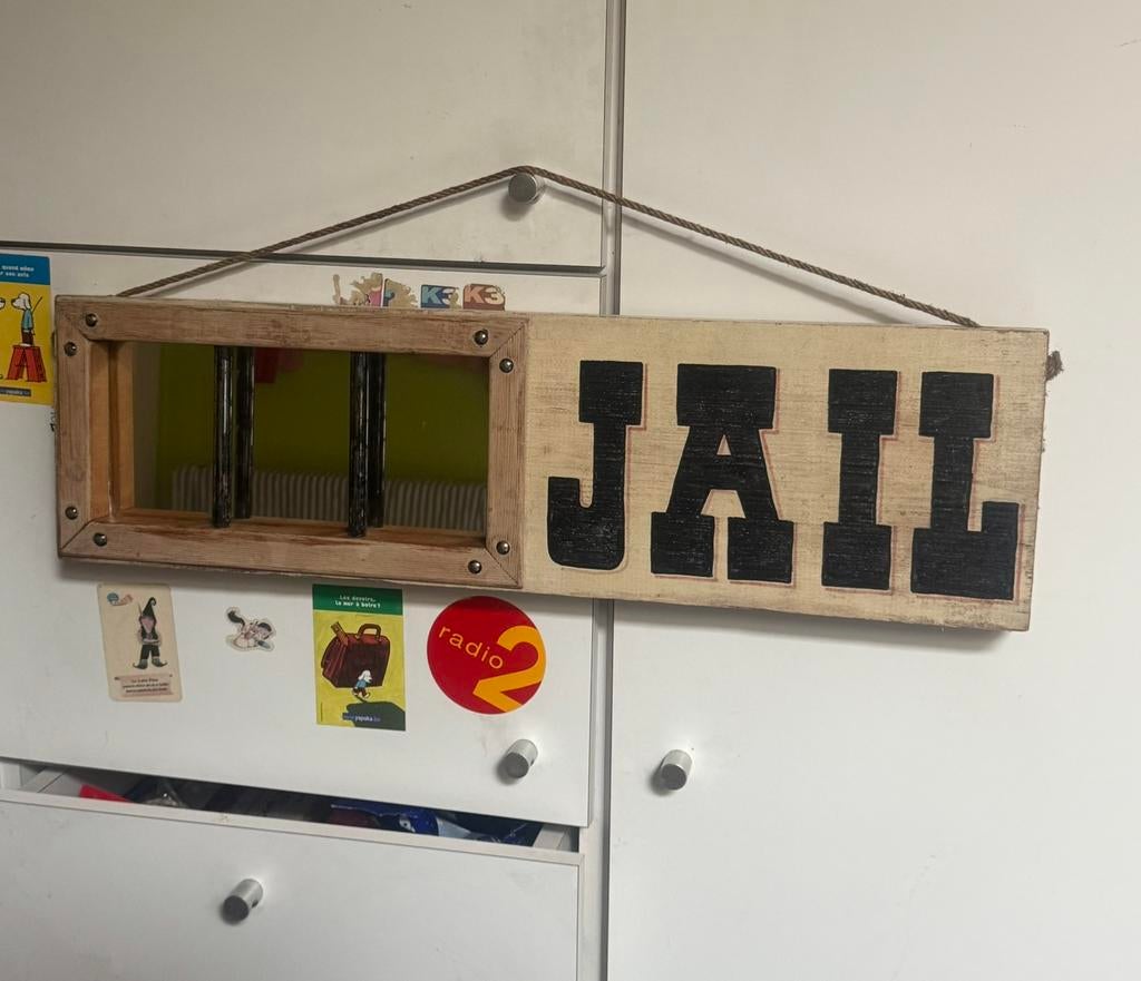 Cadre miroir déco « Jail » prison en bois, Moins de 50 cm, Enlèvement ou Envoi, Utilisé, 50 à 75 cm