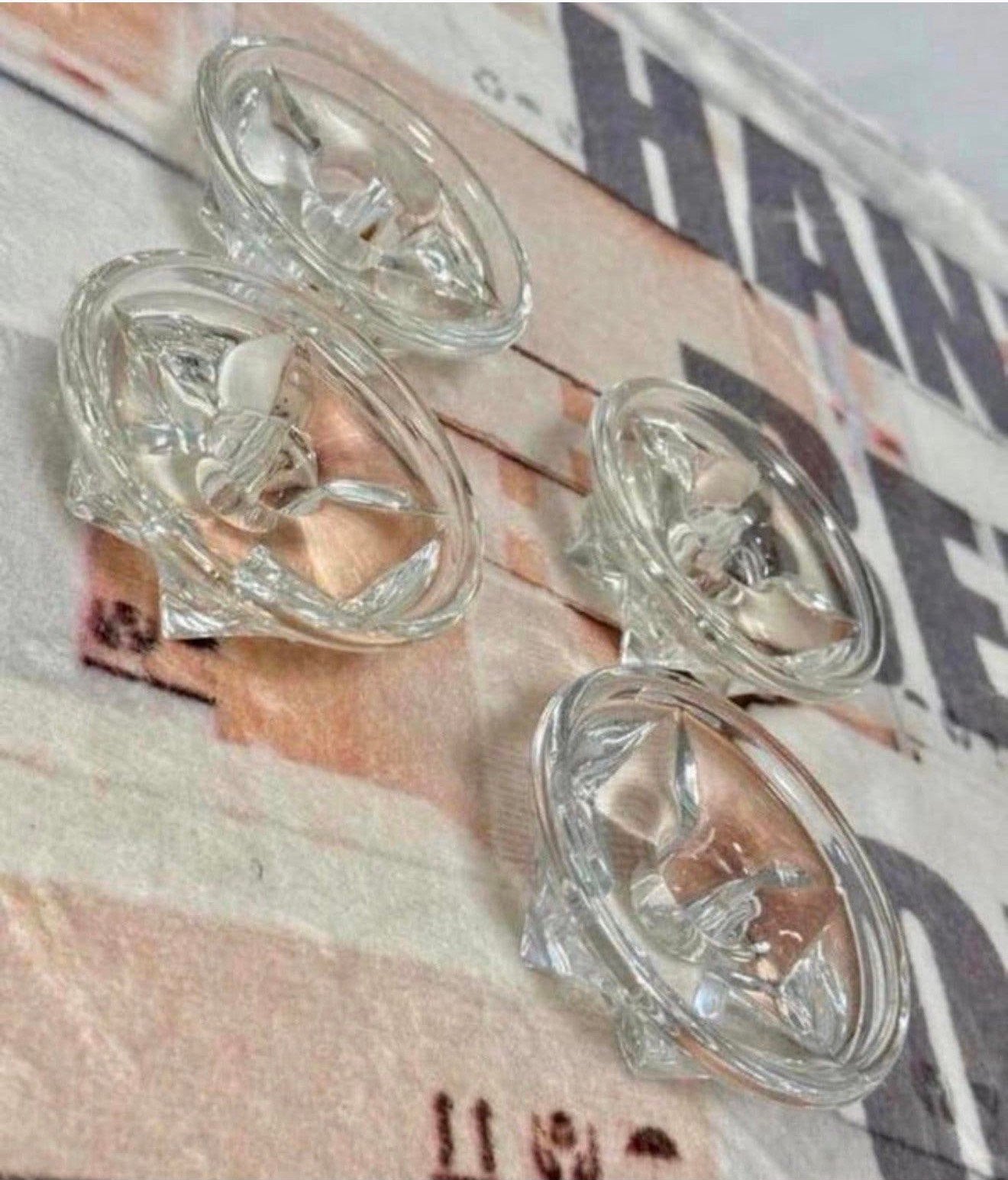 4 chandeliers en verre, bougeoirs, bougeoirs vintage, Antiquités & Art, Enlèvement ou Envoi, Verre