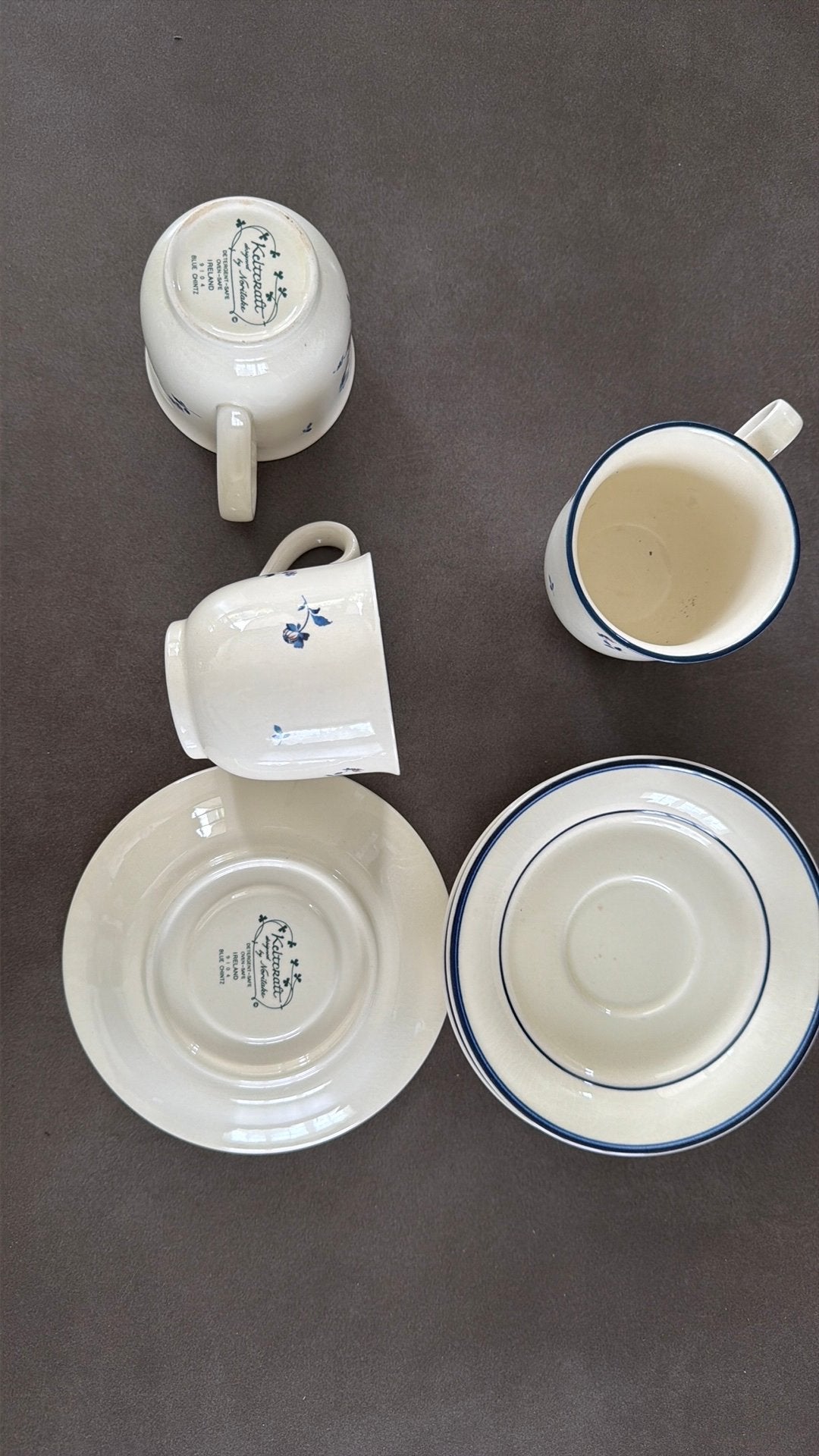 3 kopjes en schotels Noritake Keltcraft Blue Chintz Ireland, Ophalen