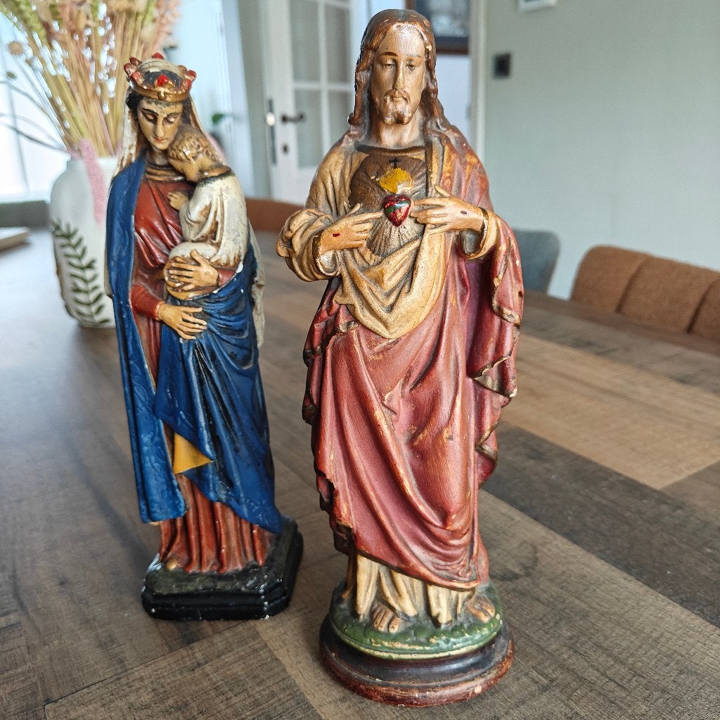 2 religieuze beelden van +-30cm hoog, Ophalen of Verzenden