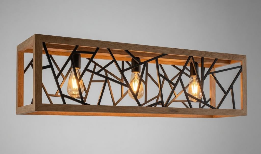 ​ Suspension Design Unique en Chêne Massif – Style Industri, Enlèvement, Bois