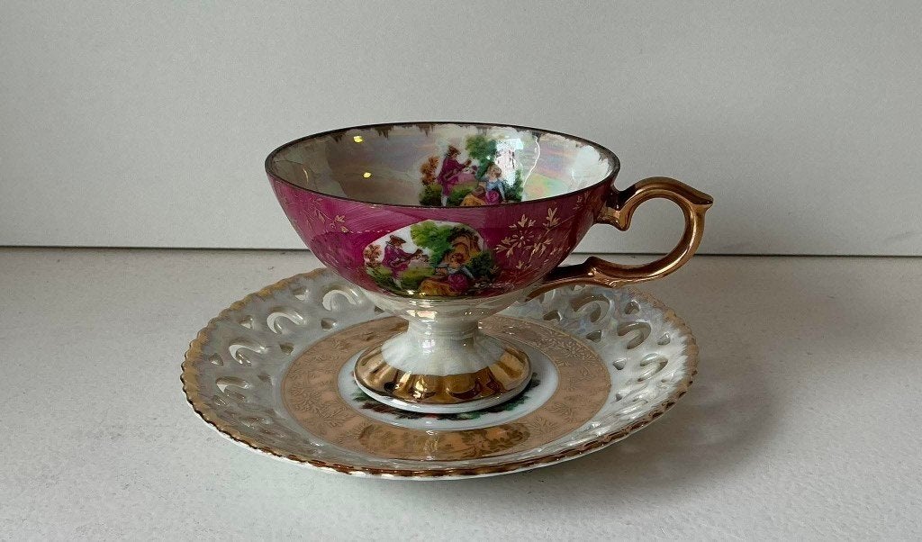 Tasse & soucoupe Noritake vintage 1960 "Courting Couple", Enlèvement ou Envoi