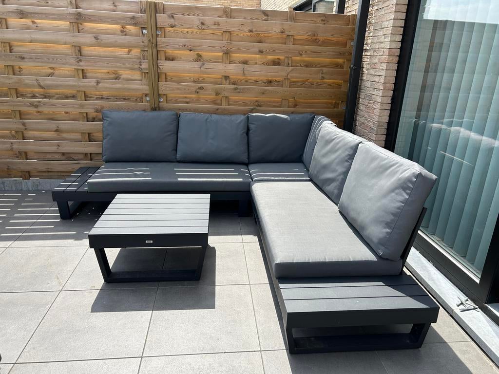 Aluminium Lounge set met weersbestendige kussens, Tuin en Terras, Tuinsets en Loungesets, Ophalen, 6 zitplaatsen, Bijzettafel