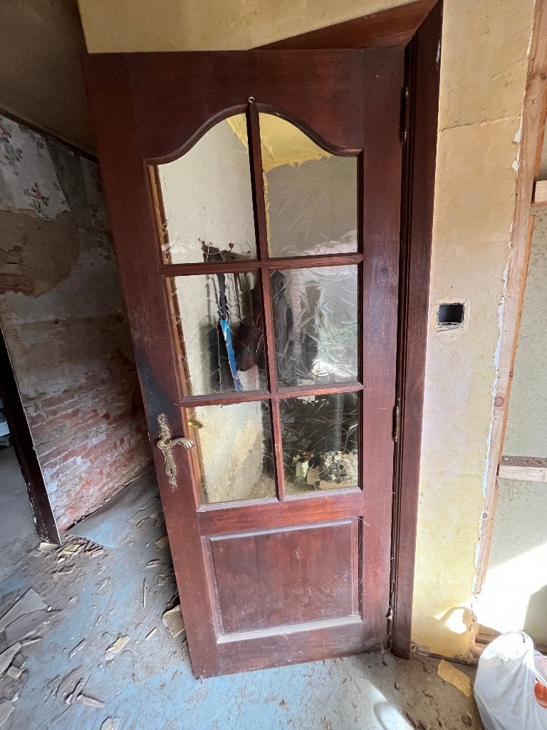 Binnendeur met glas, Ophalen, Gebruikt, Minder dan 80 cm, Binnendeur