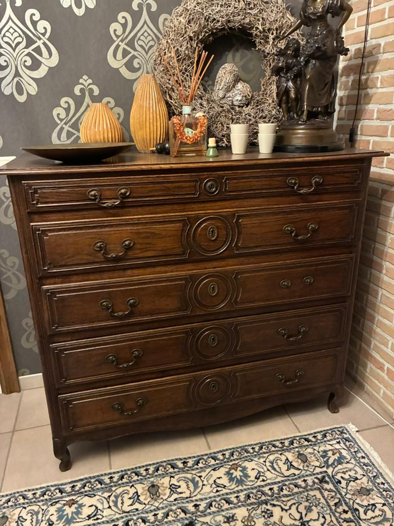 Prachtige vintage houten ladekast, 5 tiroirs ou plus, Comme neuf, 100 à 150 cm, Enlèvement