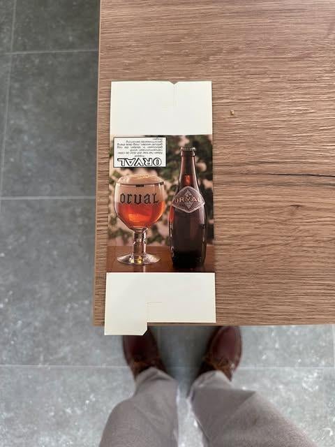 trappist Orval tafel reclame karton, Verzamelen, Ophalen of Verzenden, Nieuw, Reclamebord, Plaat of Schild, Overige merken