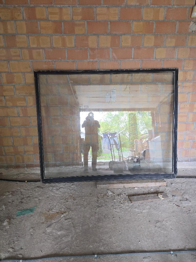 Fenêtre fixe alu noire 198 cm158 cm,la vapeur entre les deux, Bricolage & Construction, Double vitrage, 160 cm ou plus, Enlèvement