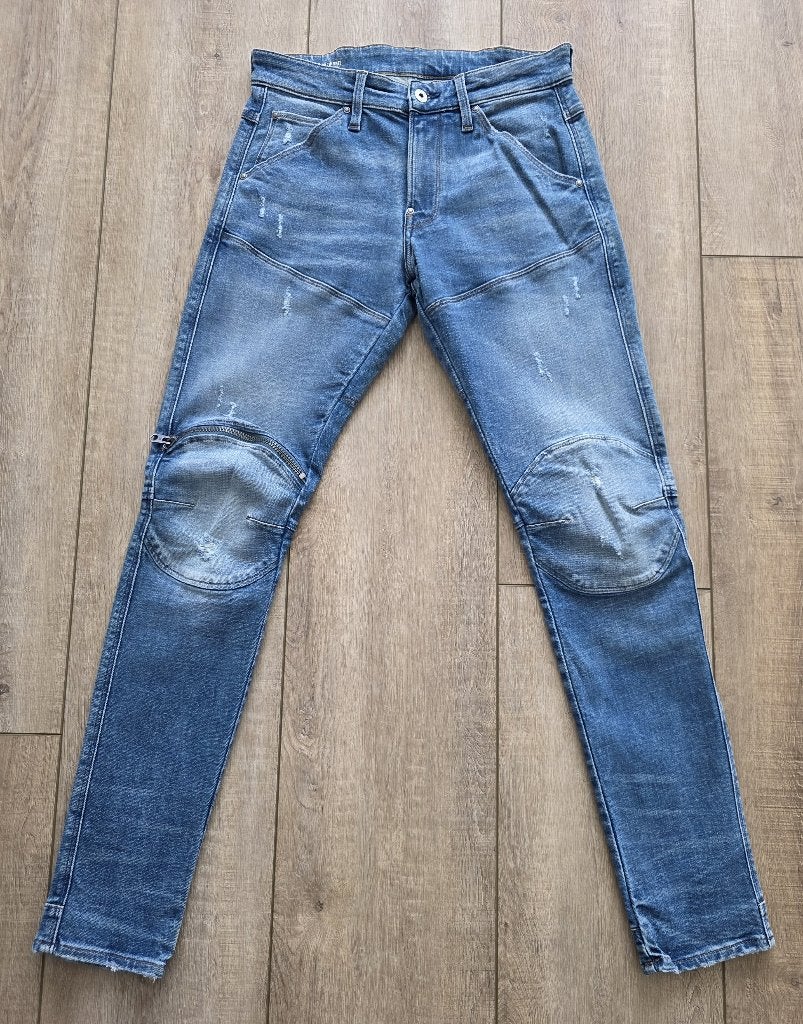 G-Star 5620 Elwood 3D Zip Knee Faded Blue Ink W31 L32, Kleding | Heren, Spijkerbroeken en Jeans, G Star RAW, Blauw, Overige jeansmaten