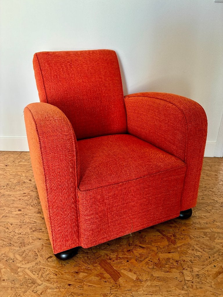Vintage clubzetel, volledig heropgemaakt, Ophalen, Hout, Vintage clubzetel, 75 tot 100 cm