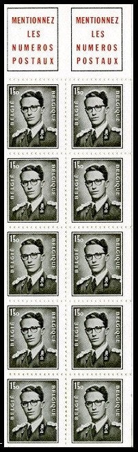 B3 Carnet de timbres S.M le Roi Baudouin (Français), Envoi, Timbre-poste, Neuf