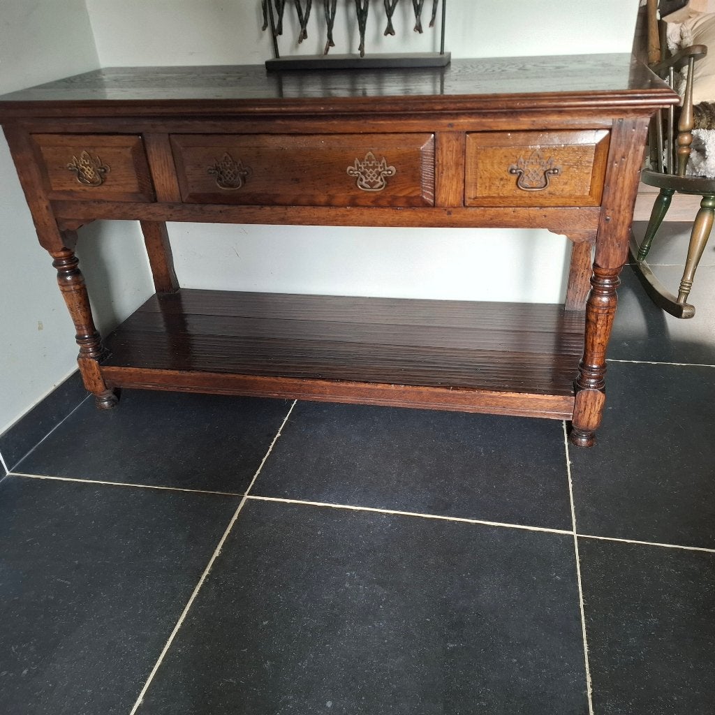 Antieke eiken Tv kast, consoletafel wandkast, Antiek en Kunst, Ophalen