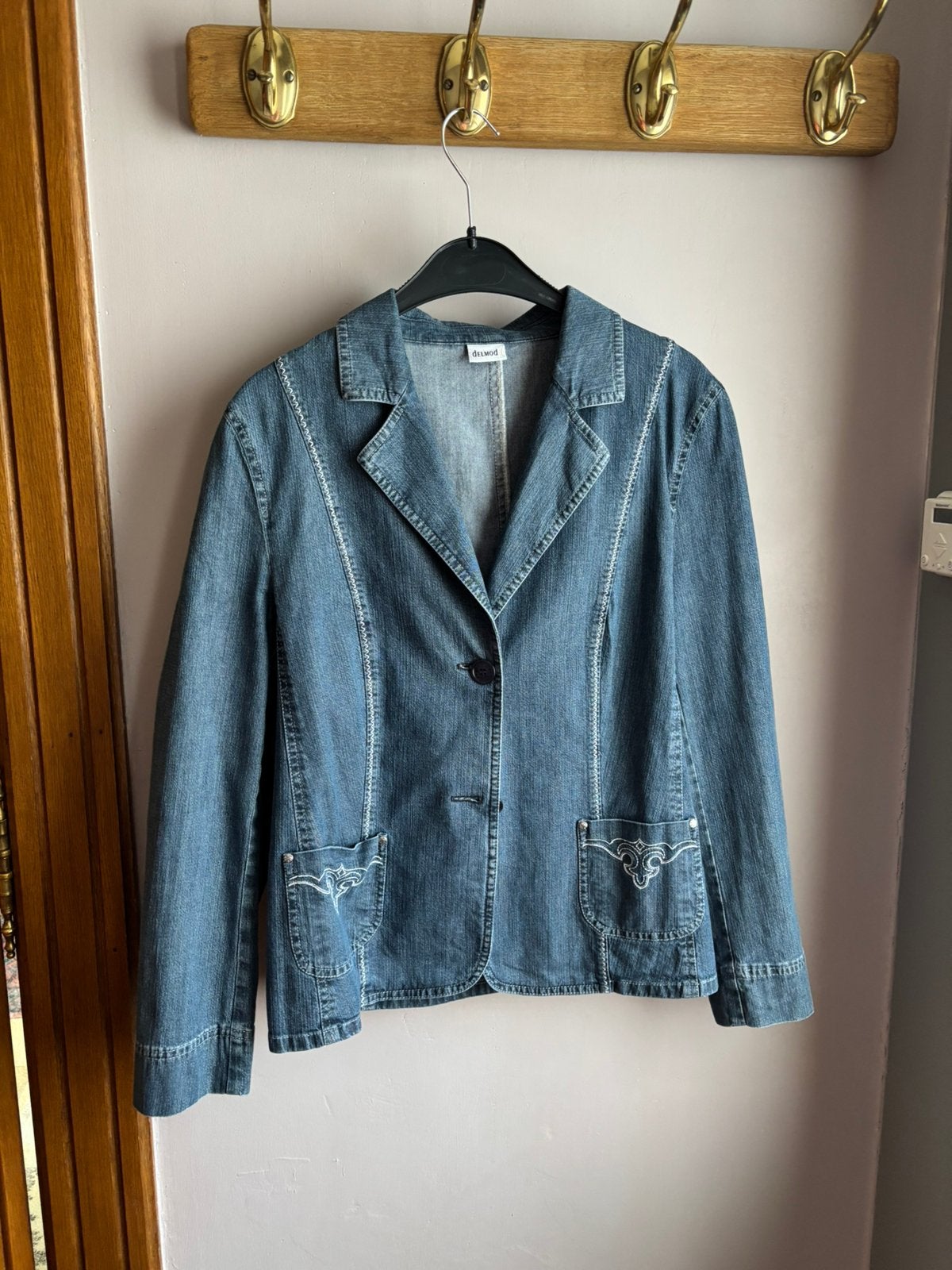 Jeans blazer DELMOD maat 42, Kleding | Dames, Ophalen, Zo goed als nieuw, Maat 42/44 (L)