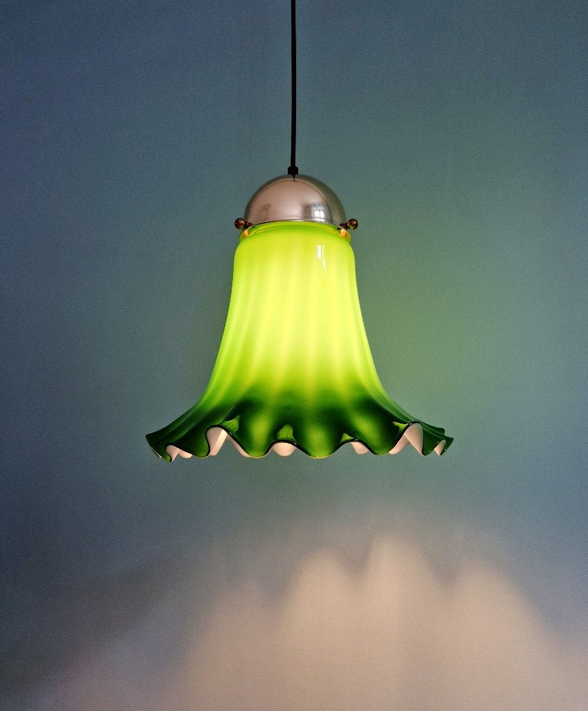 Suspension en opaline verte festonnée, Peill & Putzler, 1970, Enlèvement ou Envoi