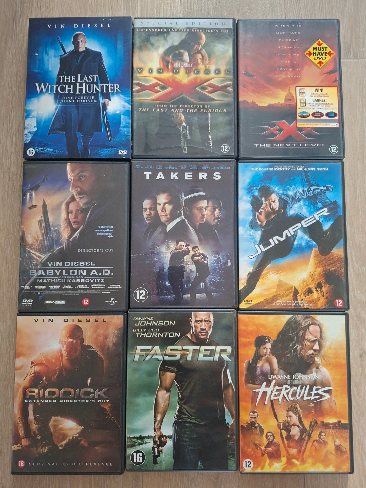 Pakket van 9 Actie DVD's (Vin Diesel, Dwayne Johnson, Jumper, Cd's en Dvd's, Engels, Nederlands, Actie, Ophalen of Verzenden