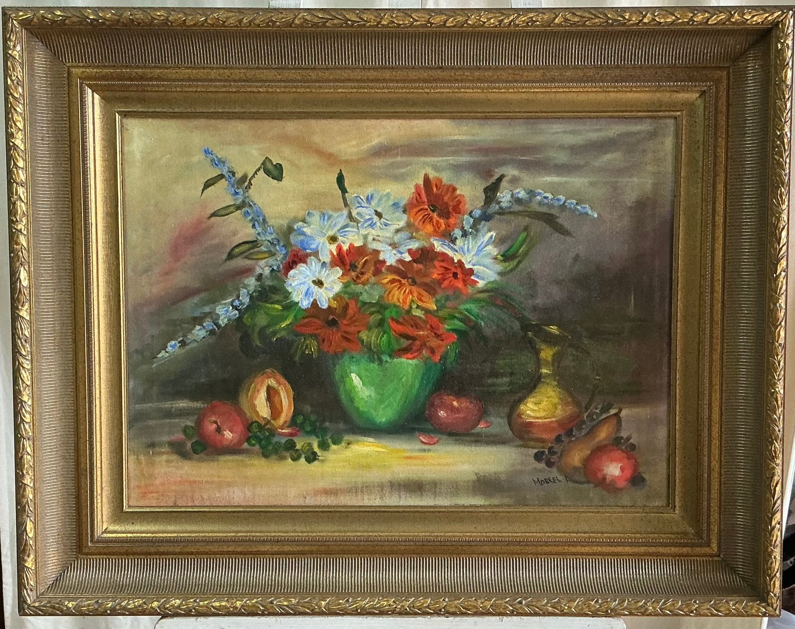 Lot 49.Peinture à l'huile.700 x 500.Cadre930x730.Gesigneerd, Antiquités & Art, Enlèvement ou Envoi