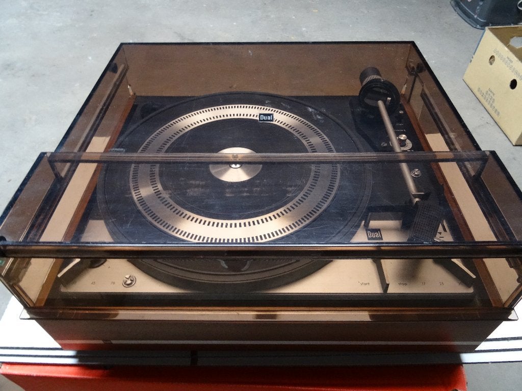 platine vintage dual 1219 cellule shure +plexi, Tourne-disque, Enlèvement ou Envoi, Dual, Automatique