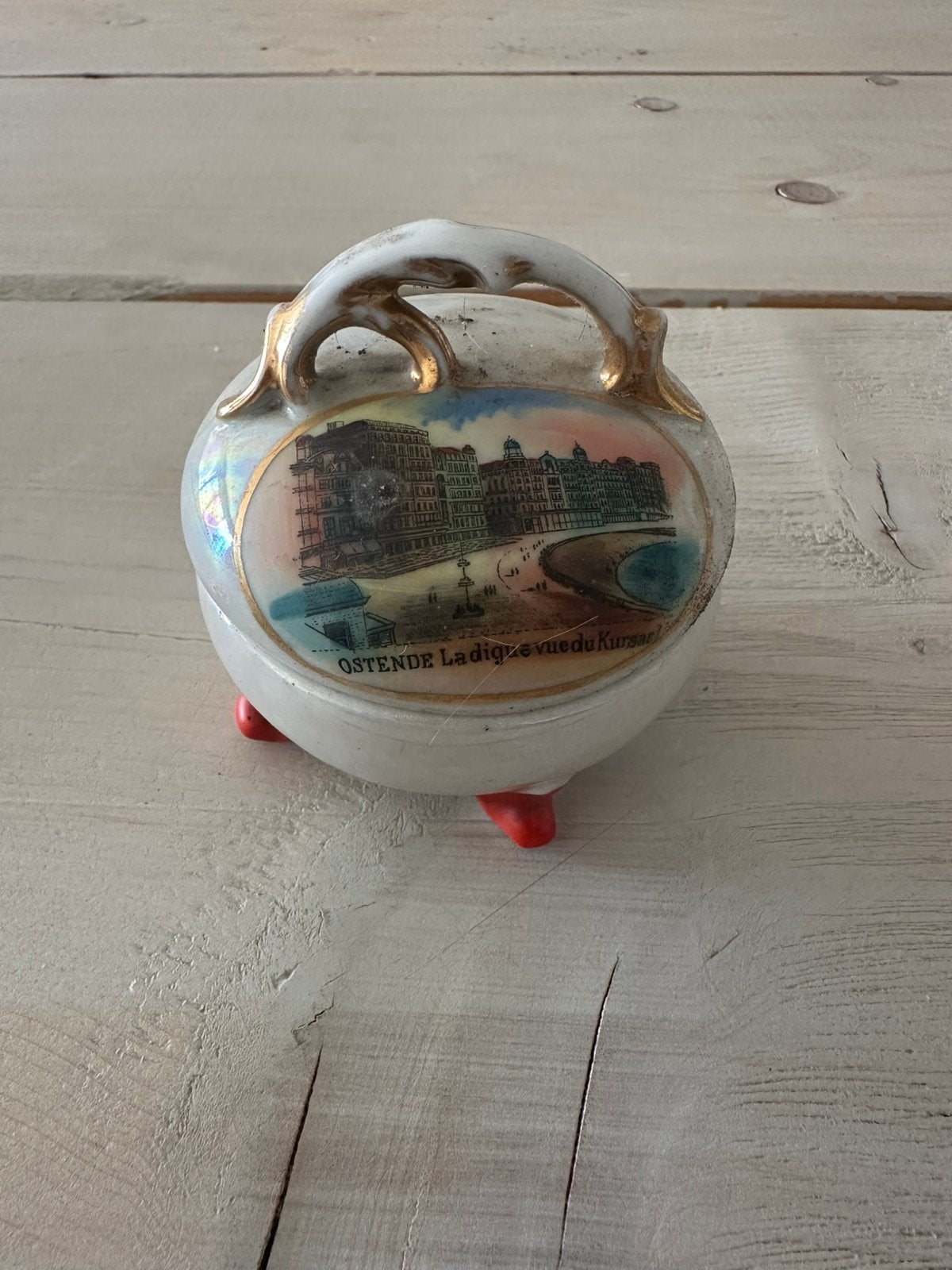 Boîte à souvenirs ancienne en porcelaine Ostende, Enlèvement ou Envoi