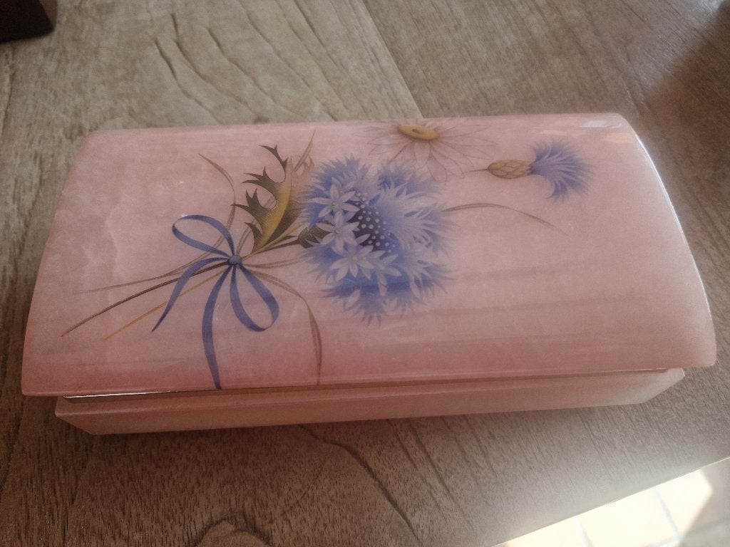 Vintage Italiaanse roze albasten sieradendoos, Antiek en Kunst, Ophalen of Verzenden