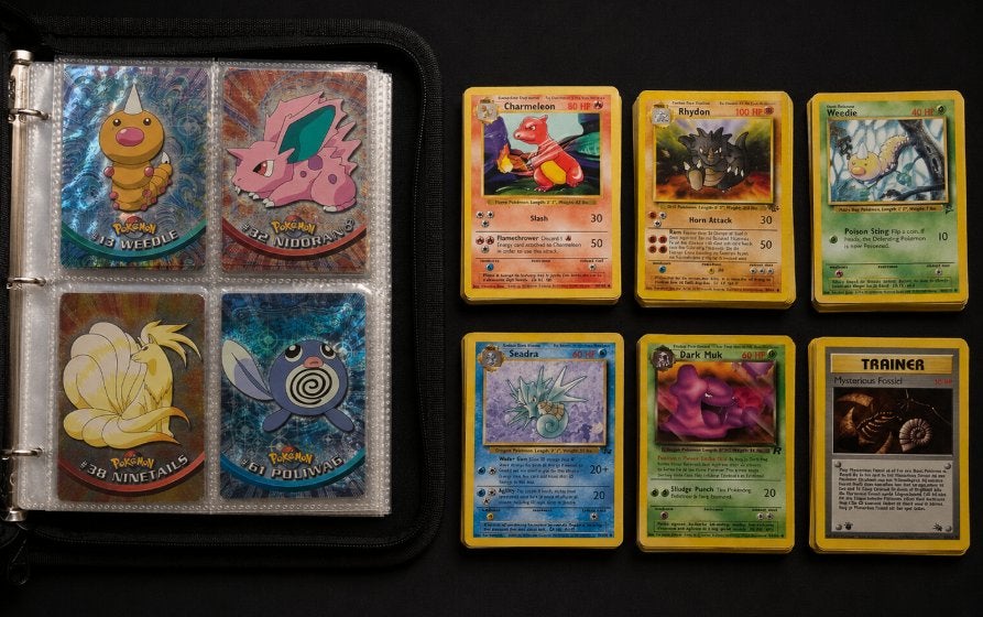 Vintage Pokémon Lot (147 kaarten + map) met CM waarde €360, Hobby en Vrije tijd, Ophalen of Verzenden, Gebruikt, Meerdere kaarten