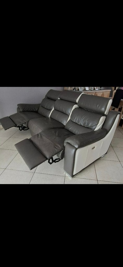 2 fauteuils avec relax électriques gris et blanc, Enlèvement, Utilisé