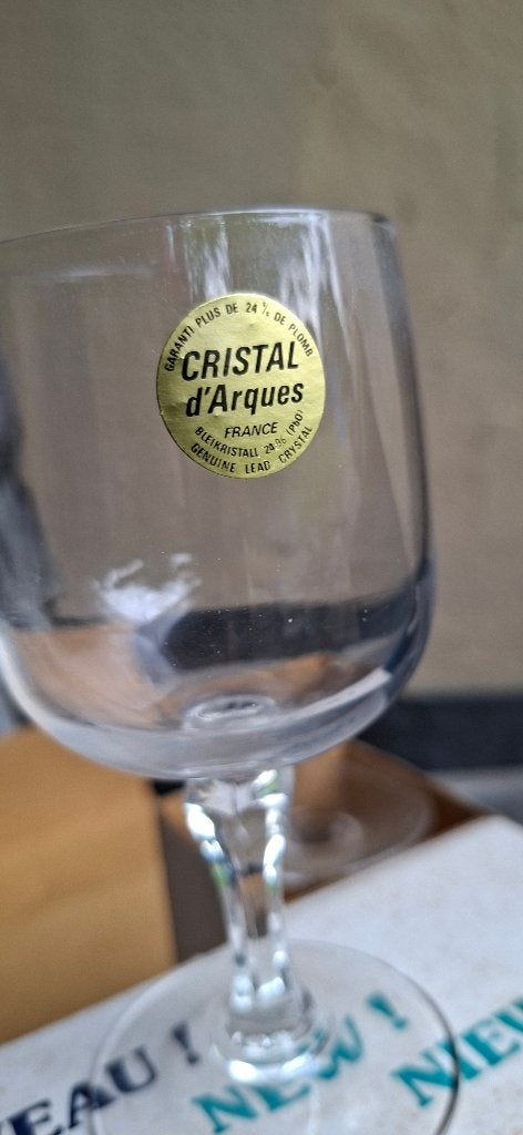 *4 ds/6 kristalglazen (cristal d’Arques) AAN ELK ERNSTIG BOD, Verzamelen, Porselein, Kristal en Bestek, Nieuw, Kristal, Ophalen