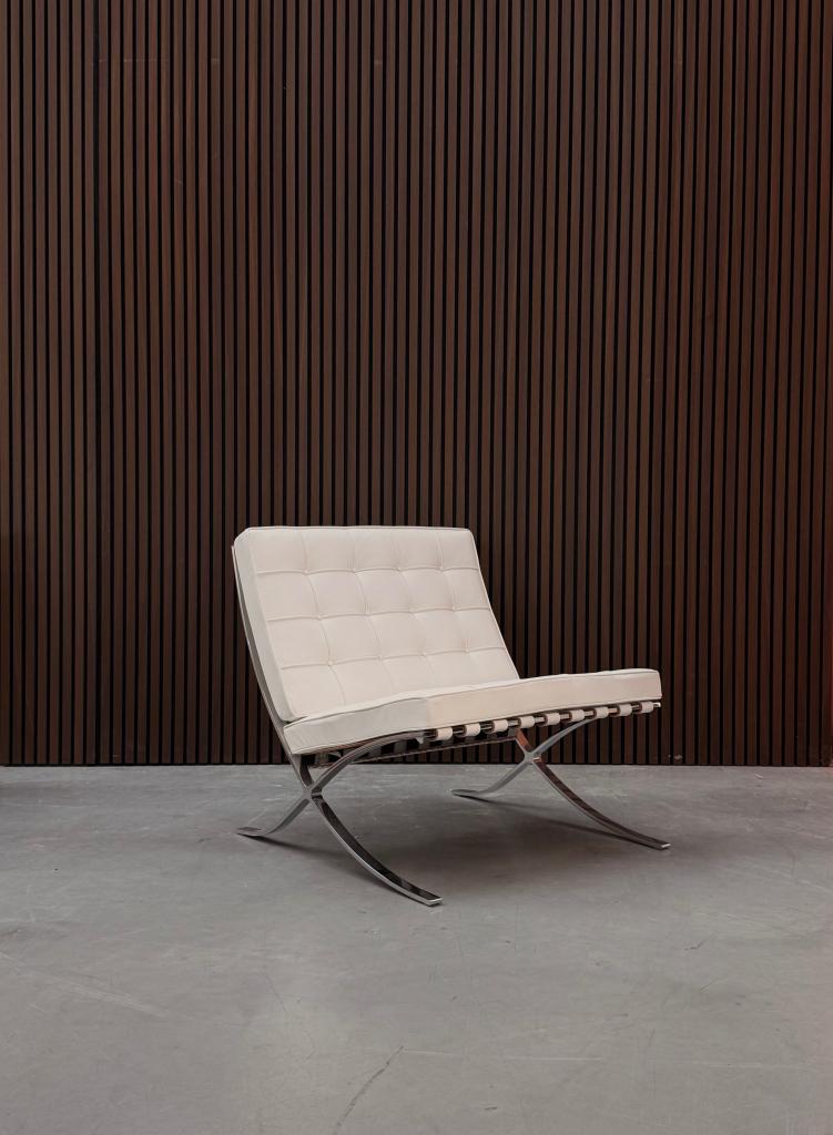 Knoll Barcelona Chair -  Wit leder, Ophalen of Verzenden