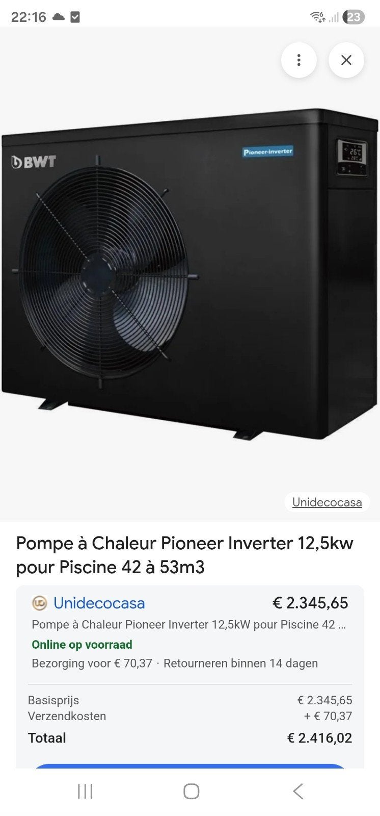 zwembad warmtepomp 13kw inverter, Ophalen