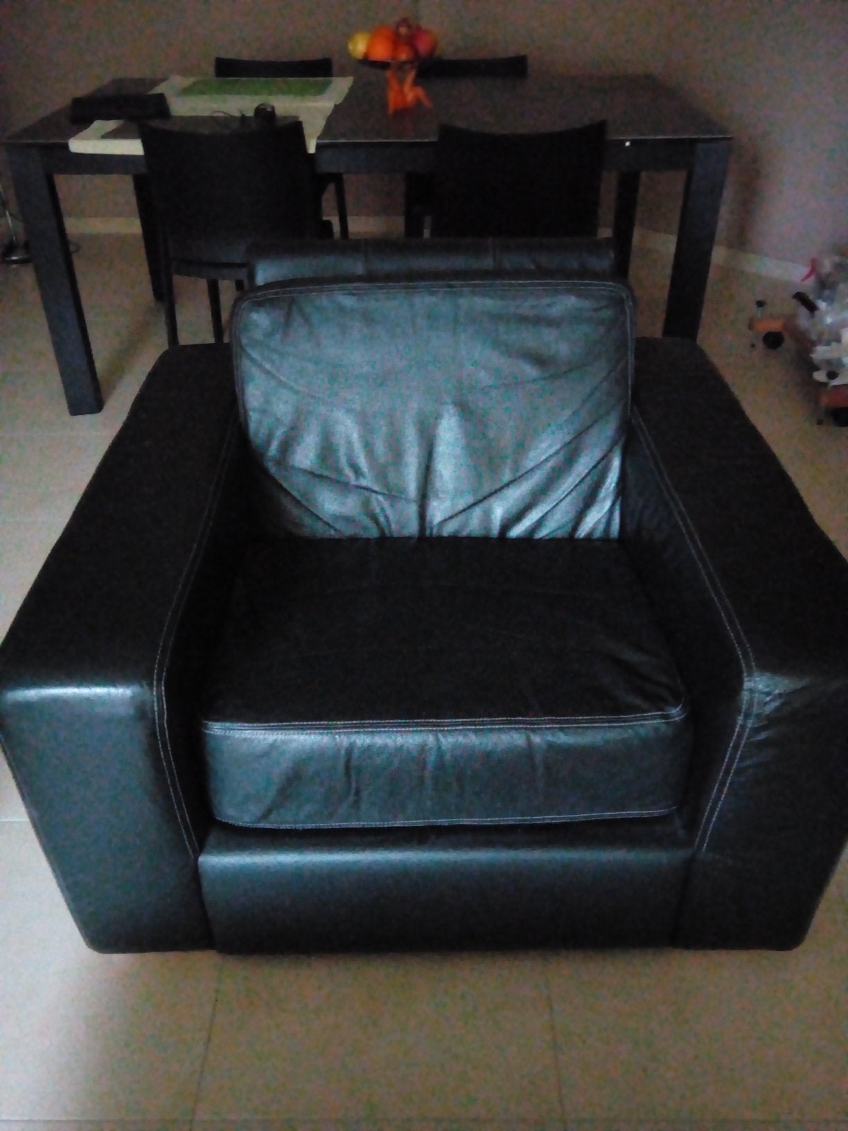 Fauteuil noir en cuir, Enlèvement, Utilisé, Cuir