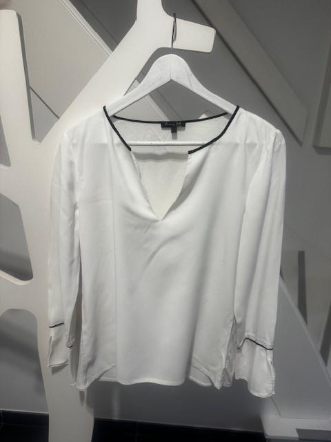 chemisier blanc à bordure noire Massimo Dutti taille M, Massimo Dutti, Enlèvement ou Envoi, Comme neuf, Taille 38/40 (M)