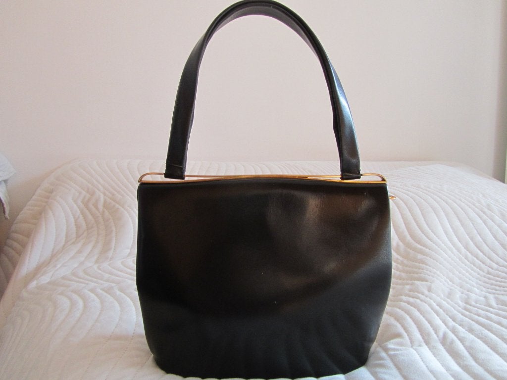 DELVAUX Vintage zwarte art deco tas met logo, Verzenden, Zwart