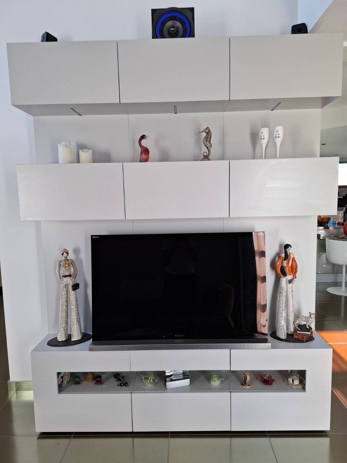 Meuble TV KARAT – laqué mat gris clair – 180 cm – VASTIAU-GO, Maison & Meubles, 25 à 50 cm, 150 à 200 cm, Comme neuf, Contemporain