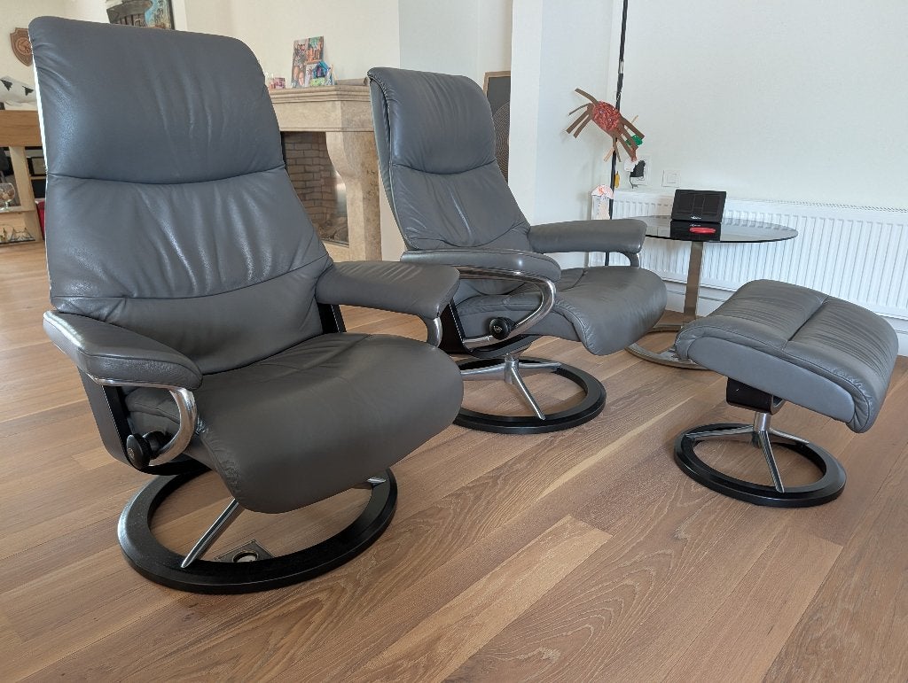 Stressless View 2 relaxzetels, Huis en Inrichting, Ophalen, Gebruikt, Leer