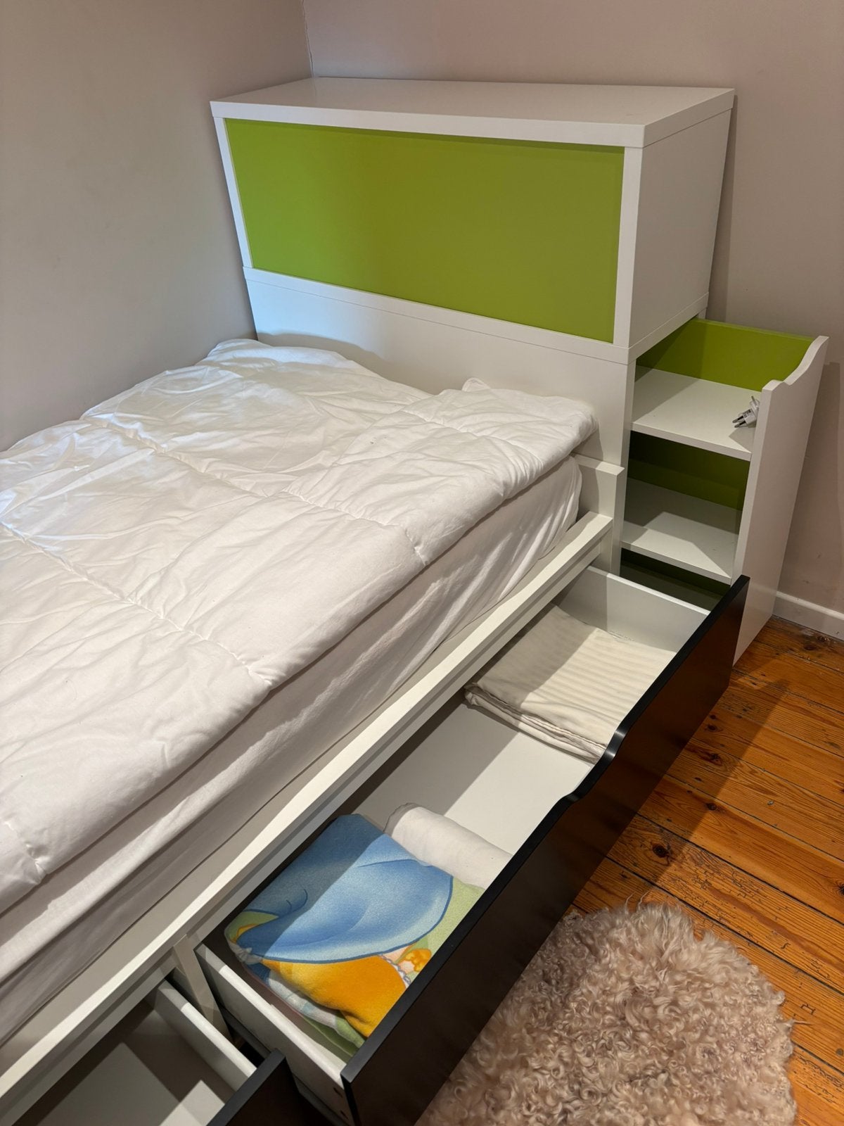 Bed met veel opbergruimte, Maison & Meubles, Chambre à coucher | Lits, 200 cm, Une personne, Comme neuf, Enlèvement