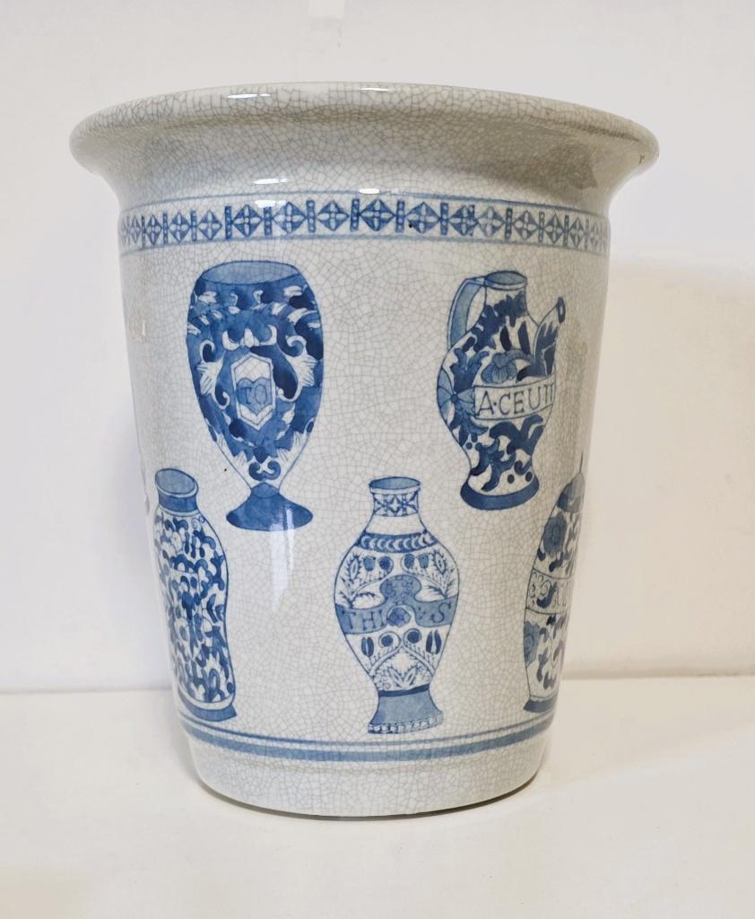 Bloempot met vazen decor., Overige materialen, Rond, Ophalen of Verzenden, Zo goed als nieuw