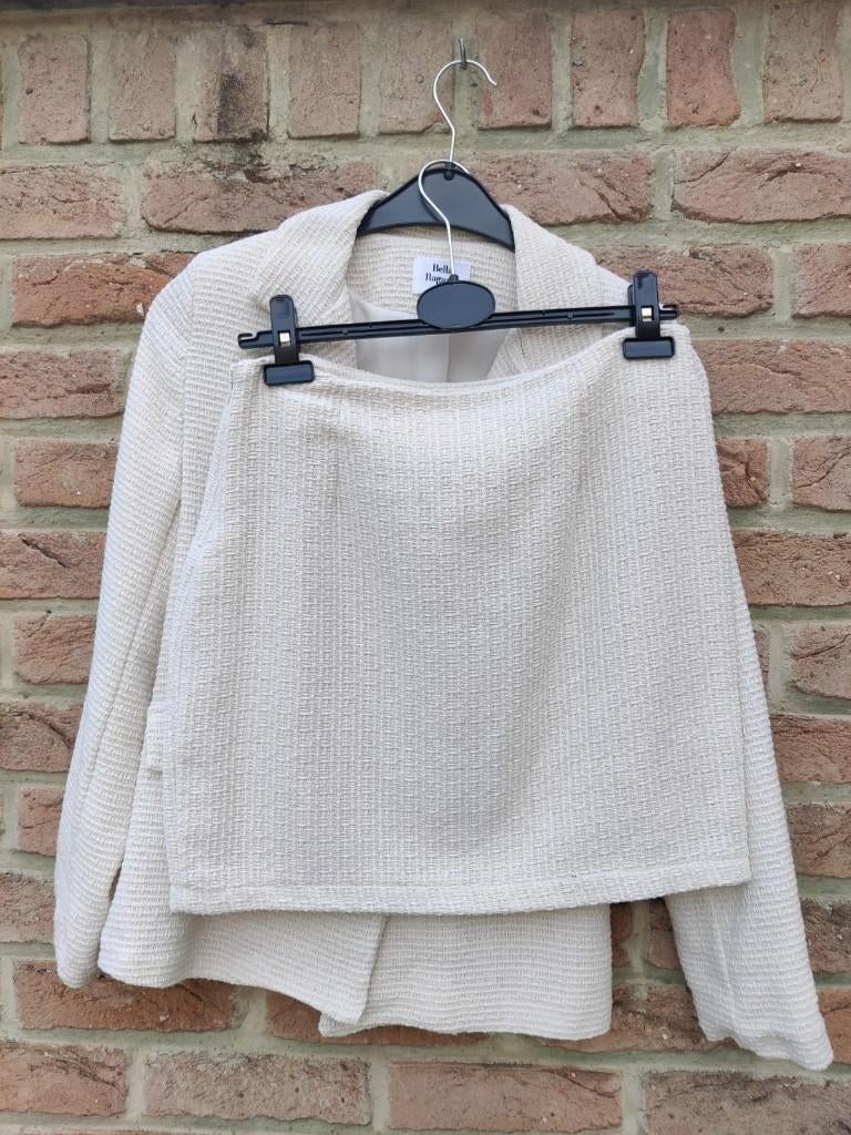 Mantelpak, Kleding | Dames, Kostuum of Pak, Wit, Zo goed als nieuw, Ophalen