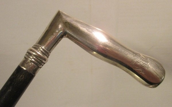 antiek art deco dames wandelstok massief zilver handvat, Verzenden