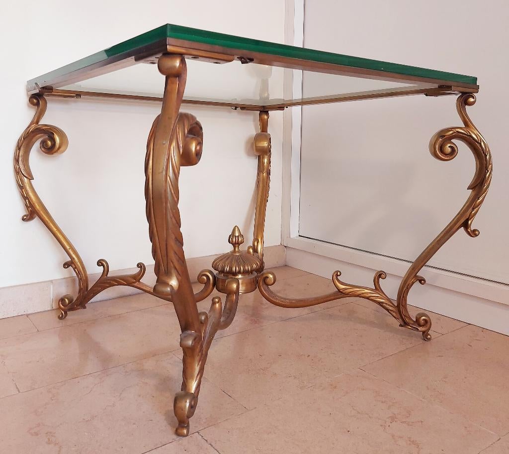 DEMAREZ Console — Verguld messing & glas — Mid-century, Antiek en Kunst, Antiek | Meubels | Tafels, Ophalen