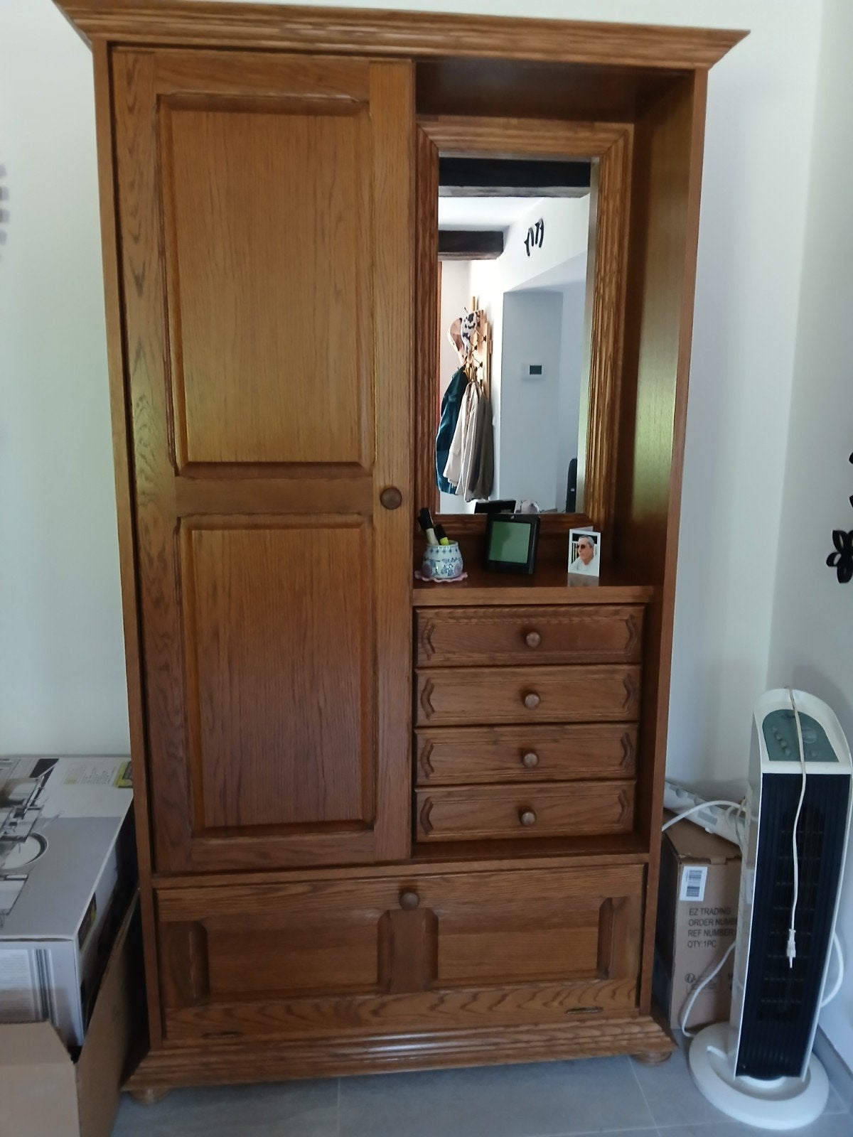 Armoire porte manteaux en chêne moyen, Maison & Meubles, Enlèvement, Chêne