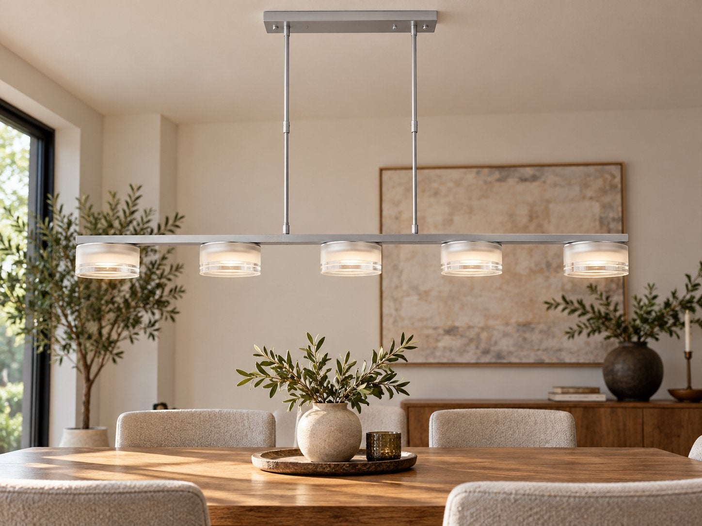 Moderne hanglamp met 5 spots – zilverkleurig, Huis en Inrichting, Ophalen of Verzenden