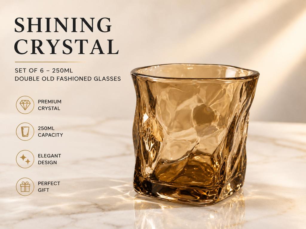 Set de 6 verres en cristal brillants Gold, Enlèvement ou Envoi, Neuf