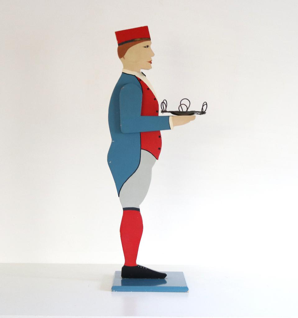 Vintage houten beeld butler / lakei, Antiek en Kunst, Ophalen