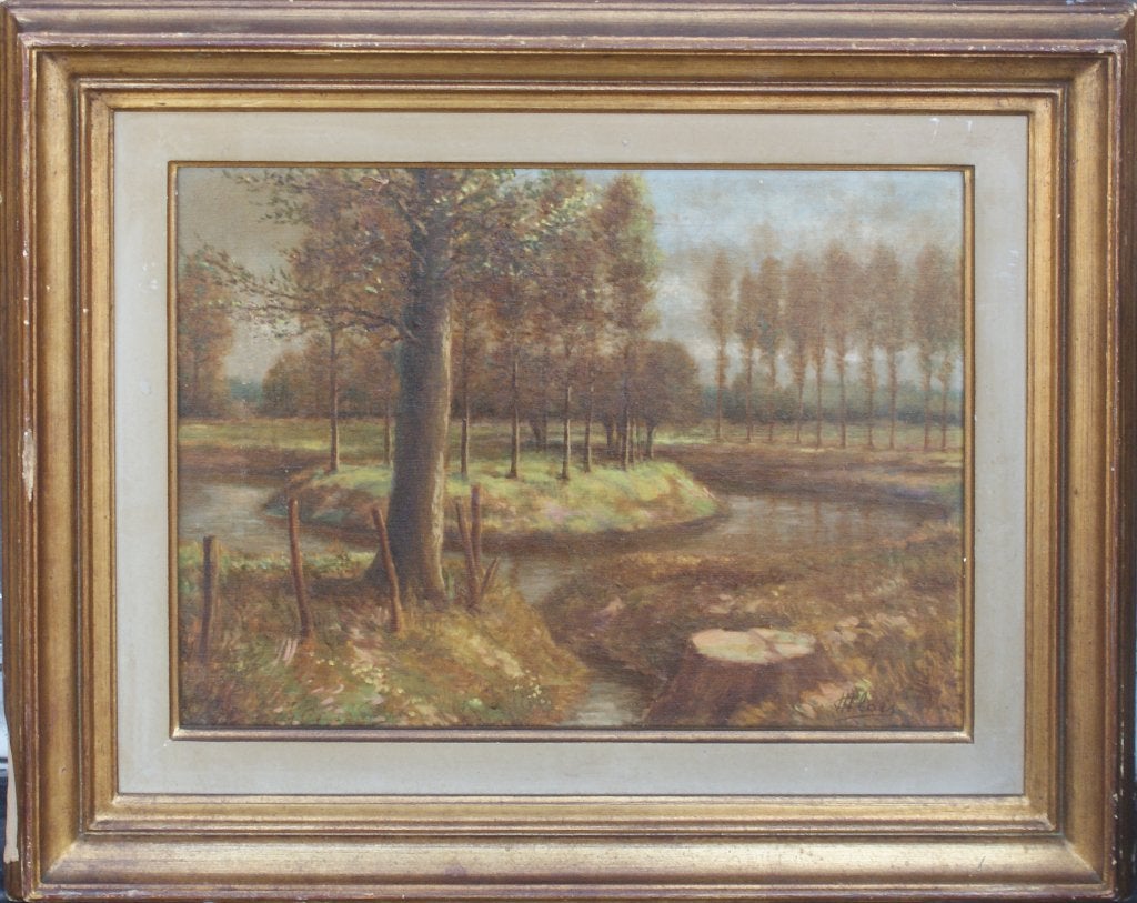 M. Claes: Landschap (O/D, 56 x 46 cm), Antiquités & Art, Enlèvement ou Envoi, Signé, Paysage