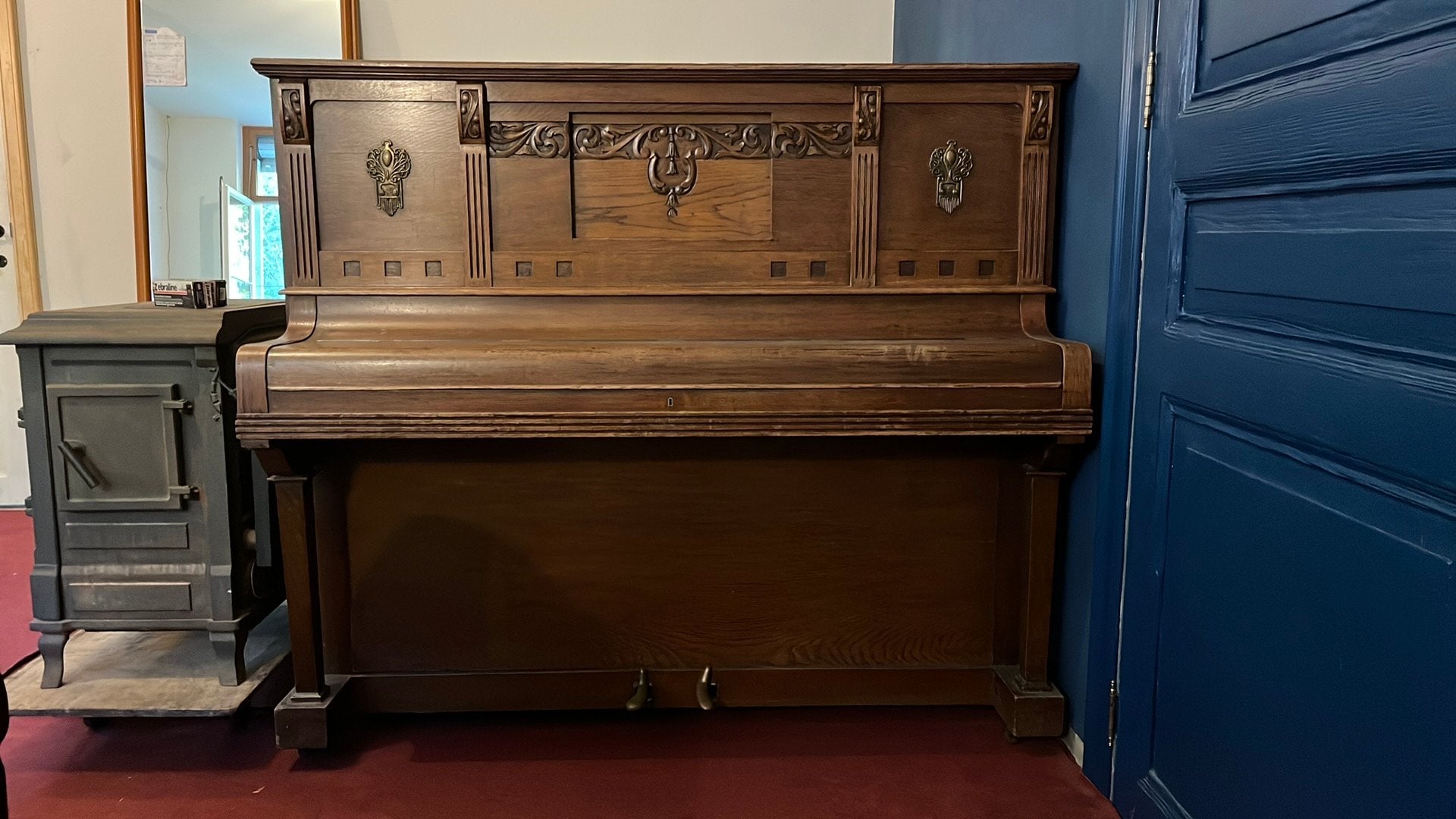 Oude buffet wedstrijdpiano, Musique & Instruments, Pianos, Enlèvement, Utilisé, Brun, Piano