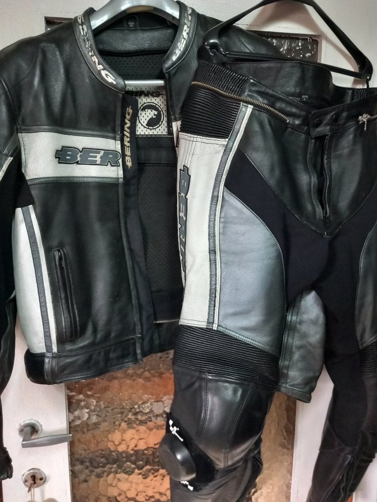 Lederen moto pak, Motoren, Ophalen, Bering, Tweedehands, Heren