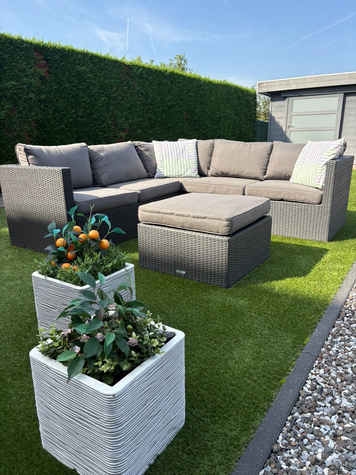 Wicker loungeset 5 personen, Tuin en Terras, Ophalen, 5 zitplaatsen, Gebruikt, Bank