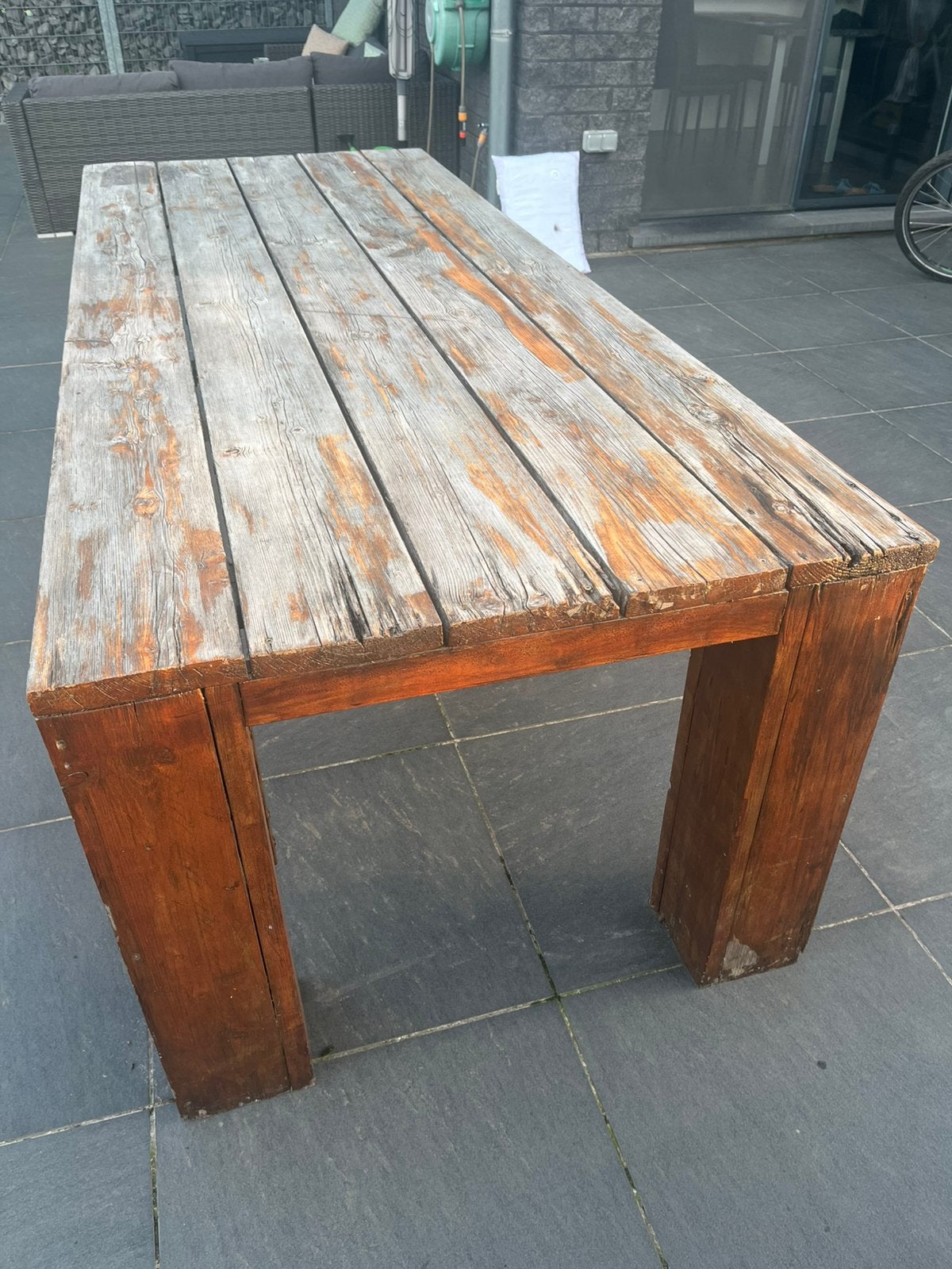 Stevige tuintafel in steigerhout, Tuin en Terras, Ophalen, Gebruikt