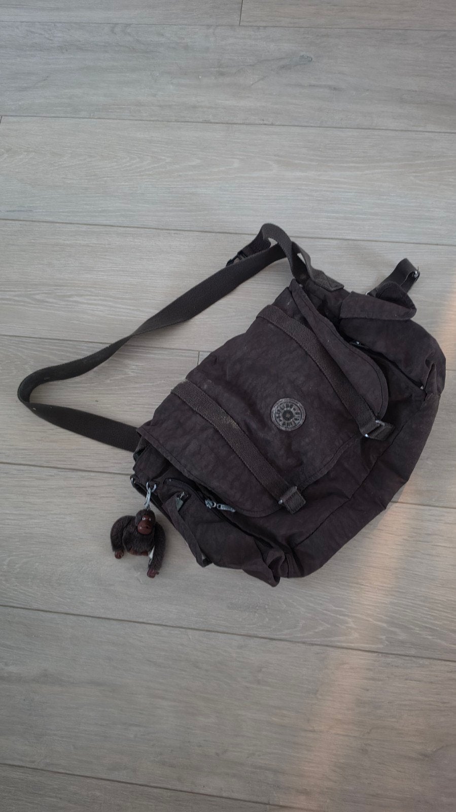Kipling schoudertas Aleron donkerbruin met aapje, Ophalen, Bruin, Kipling