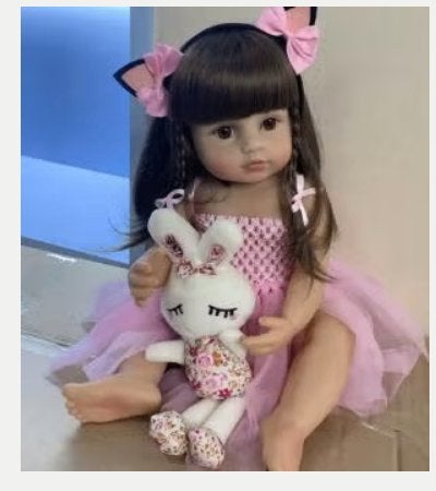 Realistische peuter pop levensecht Bebe pink (55cm), Ophalen of Verzenden, Nieuw, Pop