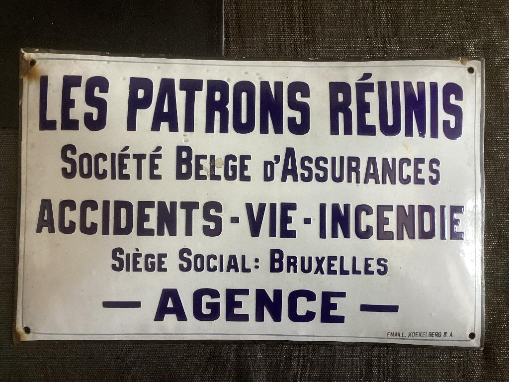 Belle assiette en émail - Les Patrons Reunis Societe Belge, Enlèvement ou Envoi