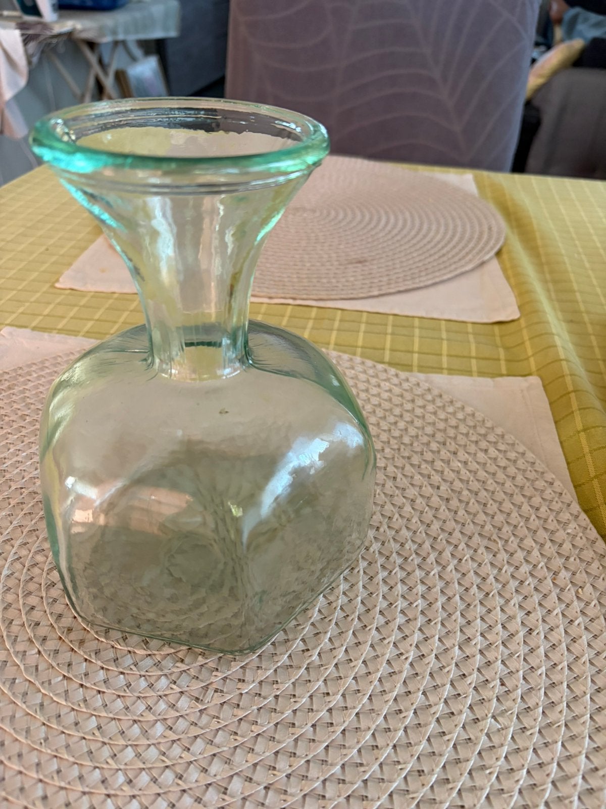 Vintage stijl lichtgroene glazen vaas – apothekersfles, Ophalen of Verzenden